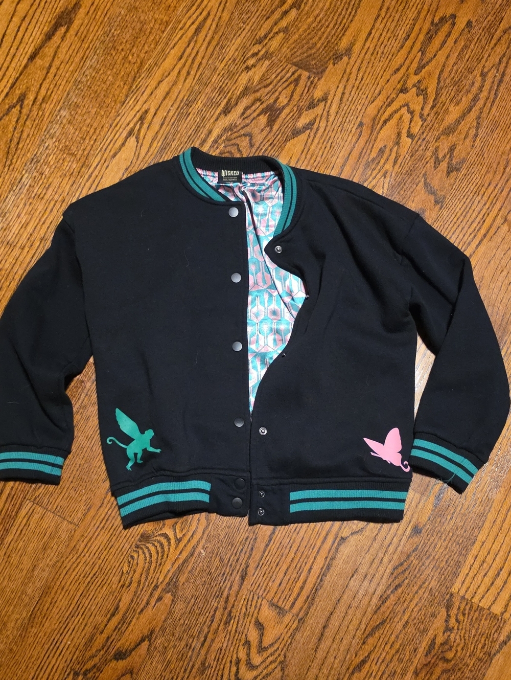 Wicked Kids Black Bomber Jacket with Green & Pink Accents by Dickies